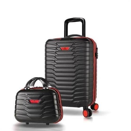 Croc Abs Makyaj ve Kabin Boy Siyah  2li Valiz Seti