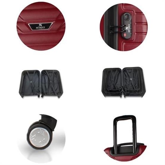 Croc Abs Makyaj ve Orta Boy Bordo 2li Valiz Seti