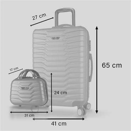 Croc Abs Makyaj ve Orta Boy Bordo 2li Valiz Seti