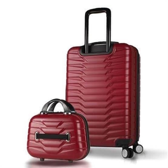 Croc Abs Makyaj ve Orta Boy Bordo 2li Valiz Seti