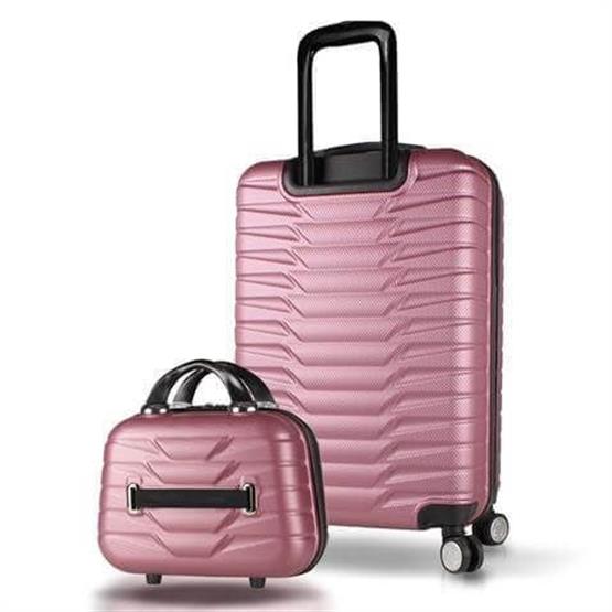 Croc Abs Makyaj ve Orta Boy Rose Gold  2li Valiz Seti