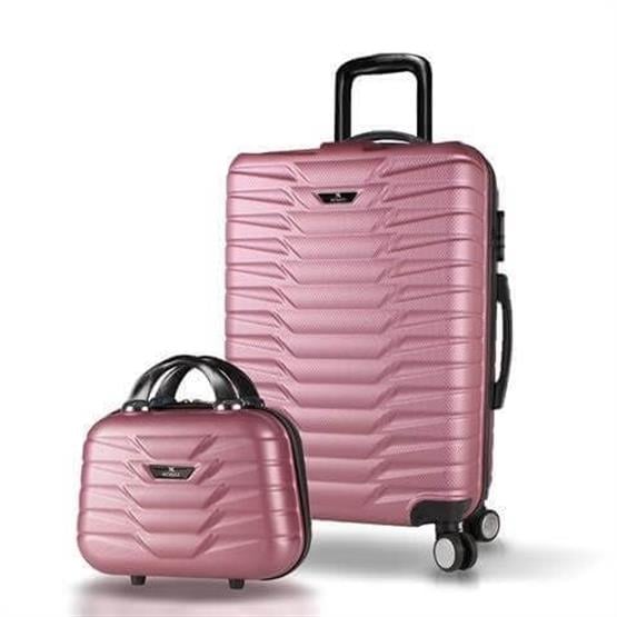 Croc Abs Makyaj ve Orta Boy Rose Gold  2li Valiz Seti