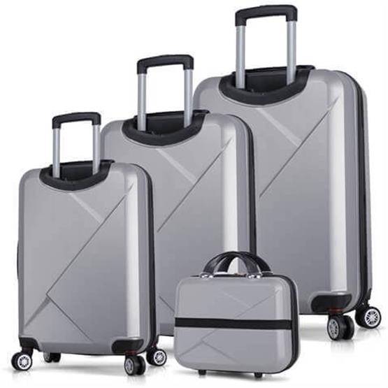 Diamond Abs Kabin Orta Büyük ve Makyaj Boy Gri 4lü Travel Valiz Seti