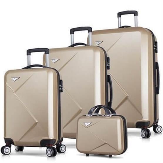 Diamond Abs Kabin Orta Büyük ve Makyaj Boy Gold 4lü Travel Valiz Seti
