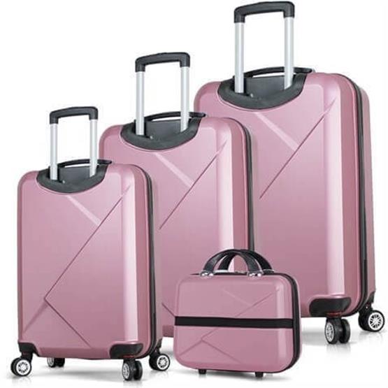 Diamond Abs Kabin Orta Büyük ve Makyaj Boy Rose Gold 4lü Travel Valiz Seti
