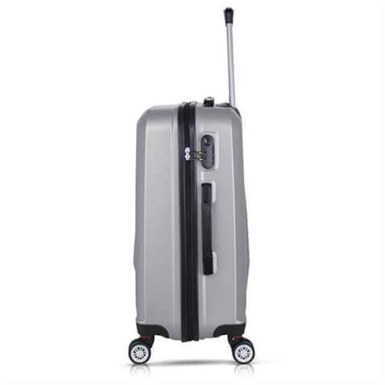 Diamond Abs Kabin Orta Büyük ve Makyaj Boy Gri 4lü Travel Valiz Seti