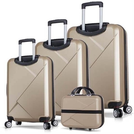 Diamond Abs Kabin Orta Büyük ve Makyaj Boy Gold 4lü Travel Valiz Seti