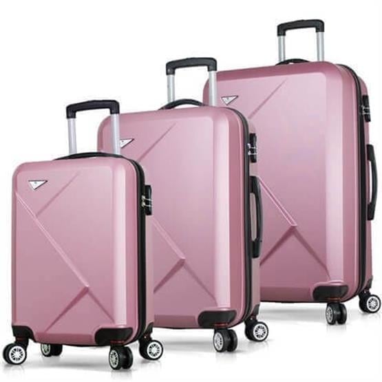 My Valice Diamond Abs Kabin Orta ve Büyük Boy Rose Gold 3lü Valiz Seti
