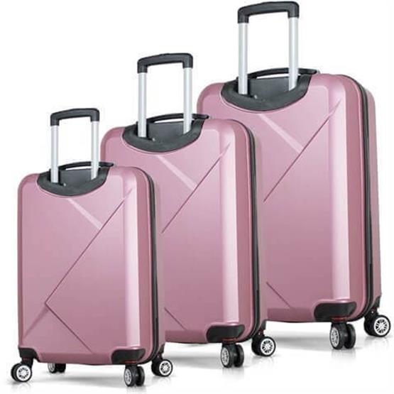 My Valice Diamond Abs Kabin Orta ve Büyük Boy Rose Gold 3lü Valiz Seti