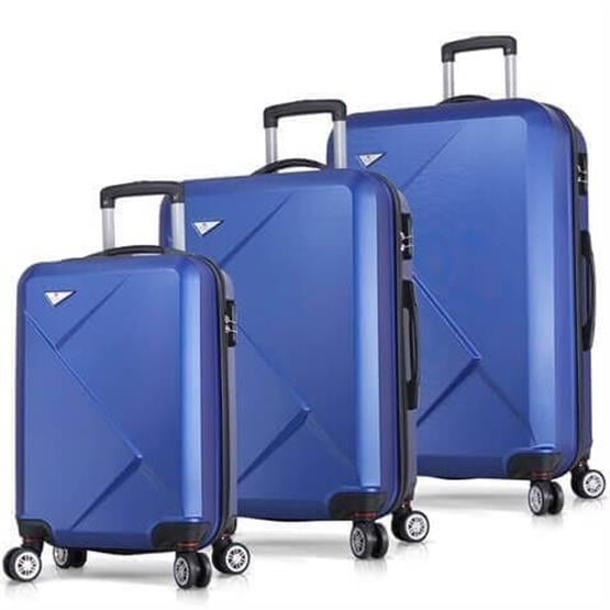 My Valice Diamond Abs Kabin Orta ve Büyük Boy Mavi 3lü Valiz Seti