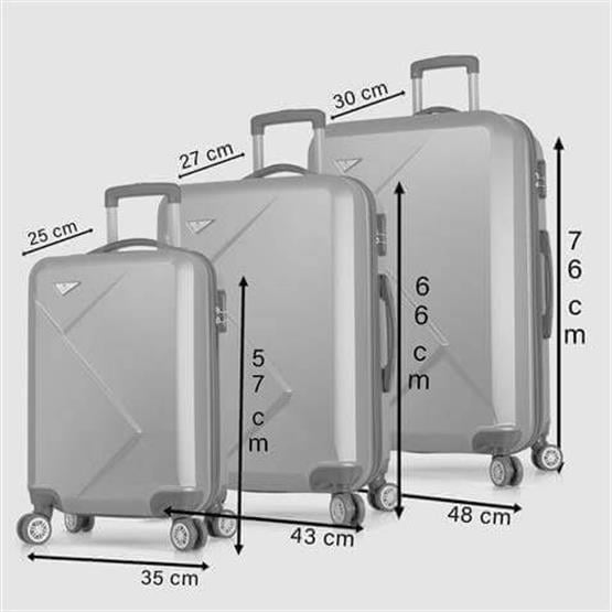 My Valice Diamond Abs Kabin Orta ve Büyük Boy Gold 3lü Valiz Seti