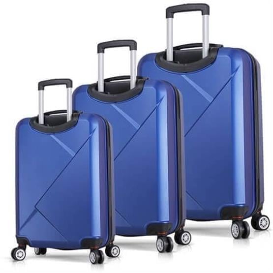 My Valice Diamond Abs Kabin Orta ve Büyük Boy Mavi 3lü Valiz Seti