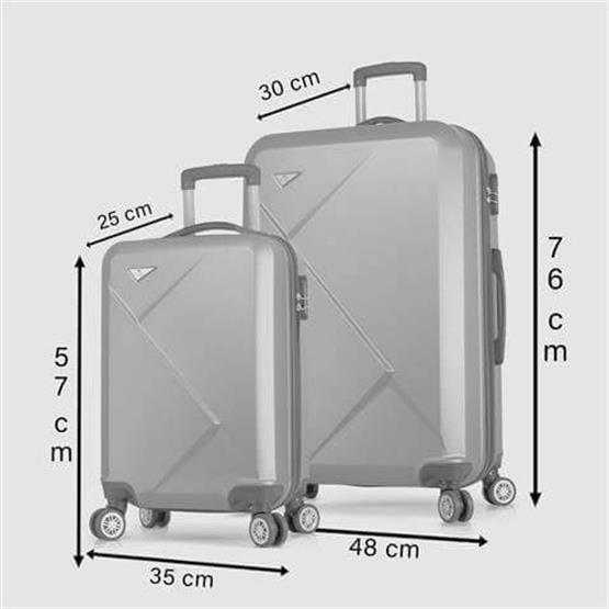 Diamond Abs Kabin ve Büyük Boy Mavi 2li Valiz Seti