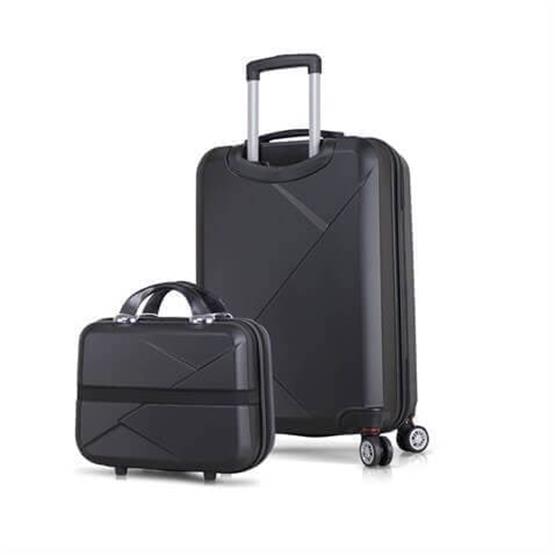 Diamond Abs Kabin ve Makyaj Boy Siyah 2li Valiz Seti