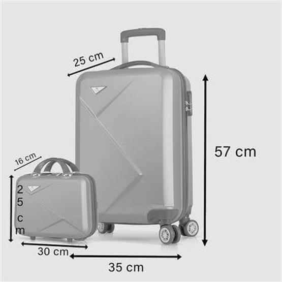 Diamond Abs Kabin ve Makyaj Boy Gri 2li Valiz Seti