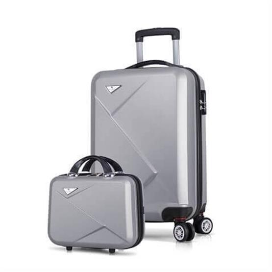 Diamond Abs Kabin ve Makyaj Boy Gri 2li Valiz Seti