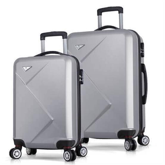 Diamond Abs Kabin ve Orta Boy Gri 2li Valiz Seti