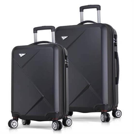 Diamond Abs Kabin ve Orta Boy Siyah 2li Valiz Seti