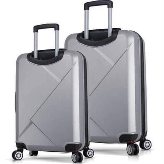 Diamond Abs Orta ve Büyük Boy Gri 2li Valiz Seti