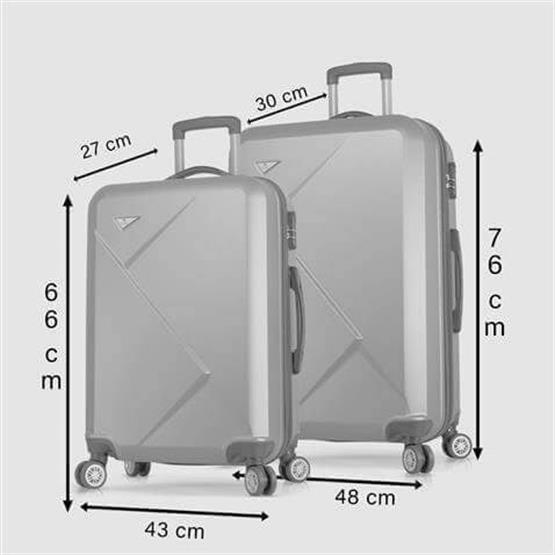 Diamond Abs Orta ve Büyük Boy Rose Gold 2li Valiz Seti