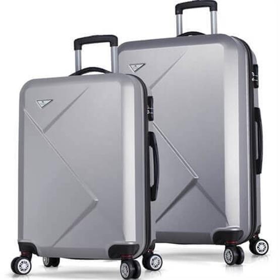 Diamond Abs Orta ve Büyük Boy Gri 2li Valiz Seti