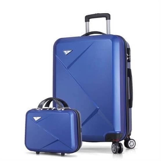 Diamond Abs Orta ve Makyaj Boy Mavi 2li Valiz Seti