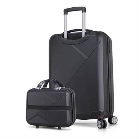 Diamond Abs Orta ve Makyaj Boy Siyah 2li Valiz Seti