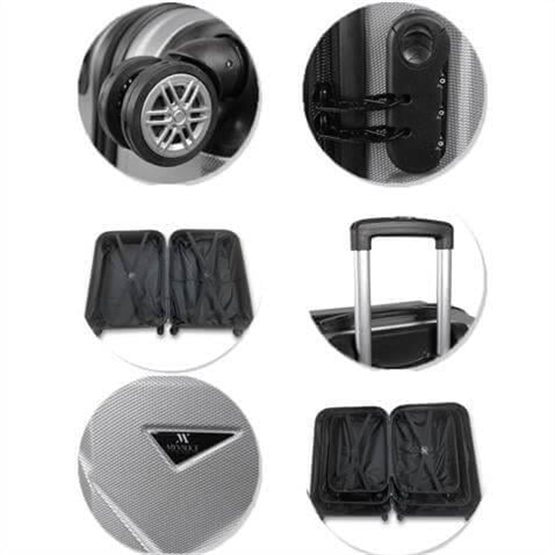 Diamond Abs Orta ve Makyaj Boy Gri 2li Valiz Seti