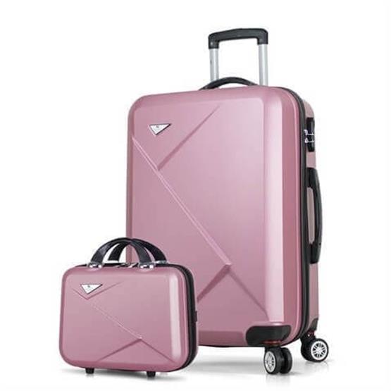 Diamond Abs Orta ve Makyaj Boy Rose Gold 2li Valiz Seti