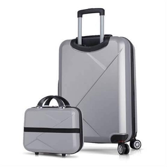 Diamond Abs Orta ve Makyaj Boy Gri 2li Valiz Seti