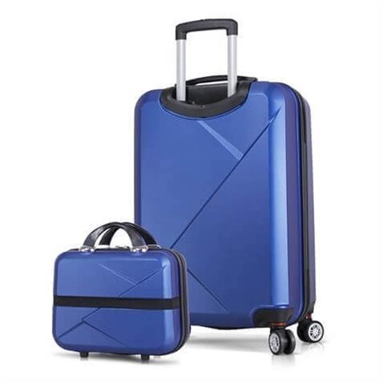 Diamond Abs Orta ve Makyaj Boy Mavi 2li Valiz Seti