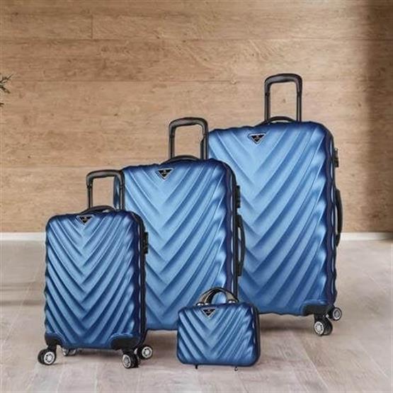 Lotus Abs Kabin Orta Büyük ve Makyaj Boy Lacivert 4lü Travel Valiz Seti