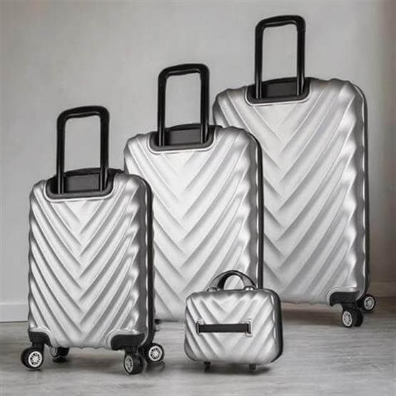 Lotus Abs Kabin Orta Büyük ve Makyaj Boy Gri 4lü Travel Valiz Seti