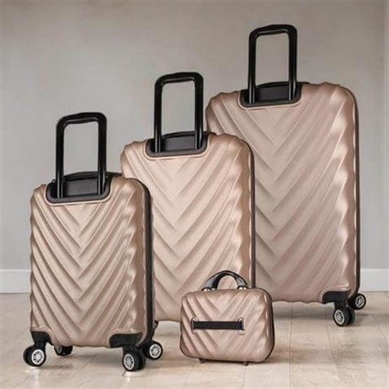 Lotus Abs Kabin Orta Büyük ve Makyaj Boy Gold 4lü Travel Valiz Seti