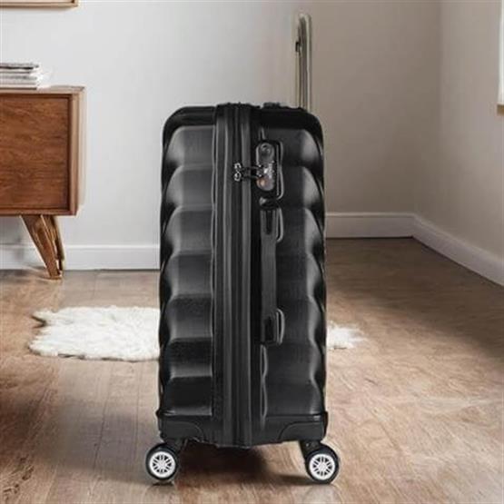 Lotus Abs Kabin Orta Büyük ve Makyaj Boy Siyah 4lü Travel Valiz Seti