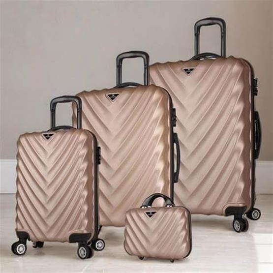 Lotus Abs Kabin Orta Büyük ve Makyaj Boy Gold 4lü Travel Valiz Seti