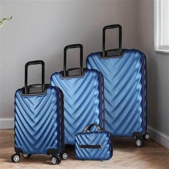 Lotus Abs Kabin Orta Büyük ve Makyaj Boy Lacivert 4lü Travel Valiz Seti