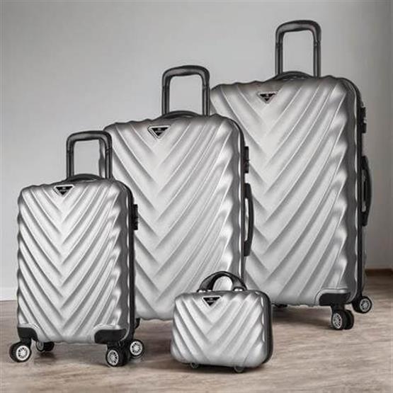 Lotus Abs Kabin Orta Büyük ve Makyaj Boy Gri 4lü Travel Valiz Seti