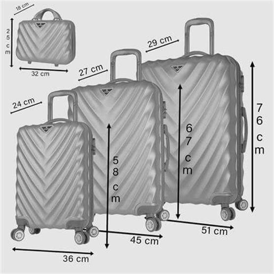 Lotus Abs Kabin Orta Büyük ve Makyaj Boy Gold 4lü Travel Valiz Seti