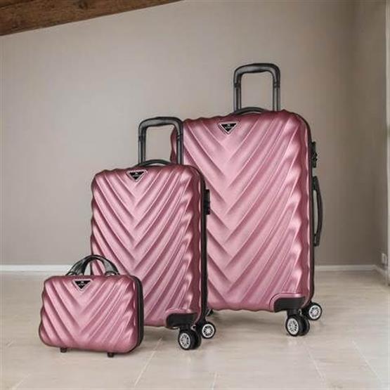 My Valice Lotus Abs Kabin Orta ve Makyaj Boy Rose 3lü Valiz Seti