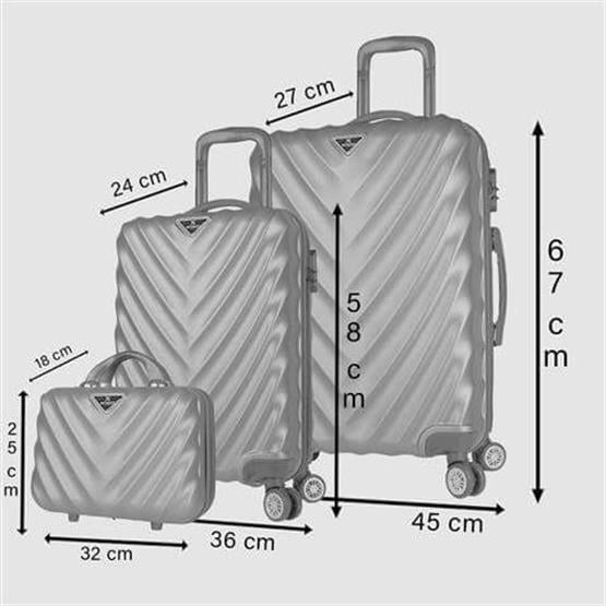 My Valice Lotus Abs Kabin Orta ve Makyaj Boy Siyah 3lü Valiz Seti