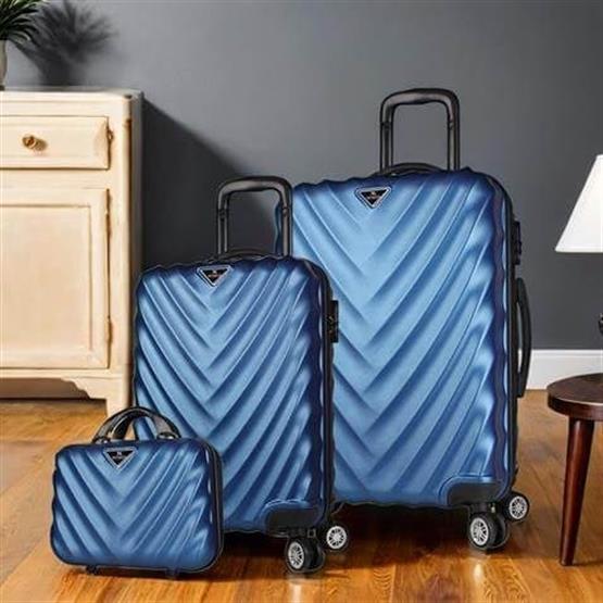 My Valice Lotus Abs Kabin Orta ve Makyaj Boy Lacivert 3lü Valiz Seti