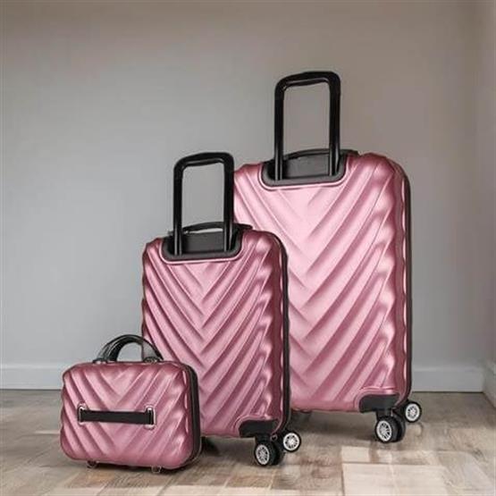 My Valice Lotus Abs Kabin Orta ve Makyaj Boy Rose 3lü Valiz Seti