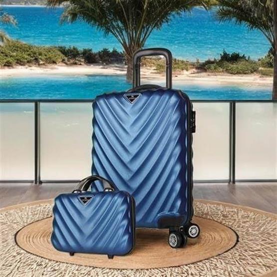 Lotus Abs Kabin ve Makyaj Boy Lacivert 2li Valiz Seti