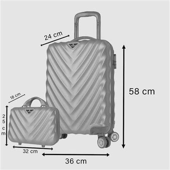 Lotus Abs Kabin ve Makyaj Boy Lacivert 2li Valiz Seti