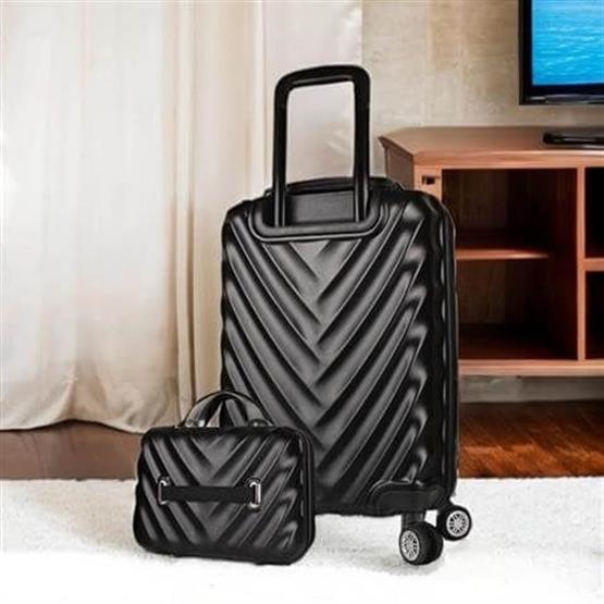 Lotus Abs Kabin ve Makyaj Boy Siyah 2li Valiz Seti