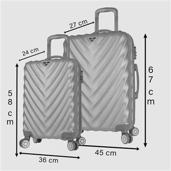 Lotus Abs Kabin ve Orta Boy Gri 2li Valiz Seti