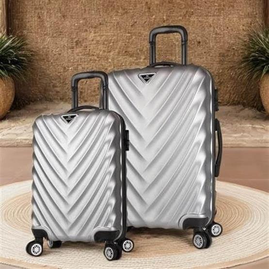 Lotus Abs Kabin ve Orta Boy Gri 2li Valiz Seti