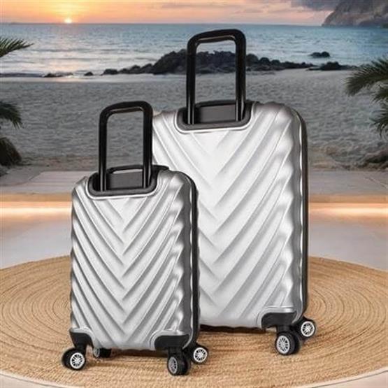 Lotus Abs Kabin ve Orta Boy Gri 2li Valiz Seti