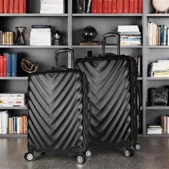 Lotus Abs Orta ve Büyük Boy Siyah 2li Valiz Seti